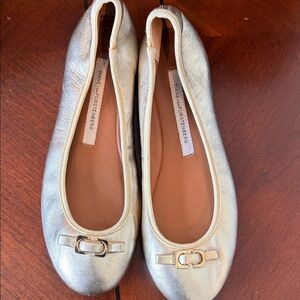 Diane Von Furstenberg Metallic Gold Ballet Flats